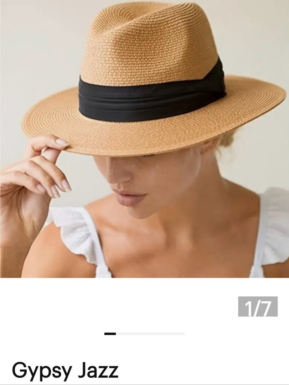Straw Fedora Hat in Tan with Black Band